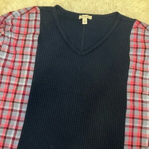 Black and Red Plaid V-Neck rework